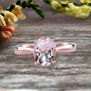 6 Carat Oval Cut Morganite Engagement Ring Solitaire Promise Ring On 10k Rose Gold Personalized for Brides