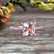 Princess Cut 1.25 Carat Morganite Engagement Ring Wedding Ring On 10k Rose Gold Anniversary Gift Art Deco Specialized for Brides