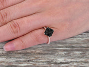 Princess Cut Black Diamond Moissanite Engagement Ring On 10k Rose Gold Wedding Ring Anniversary Ring Carat Weight 1.25 Unique Look Specialized for Brides