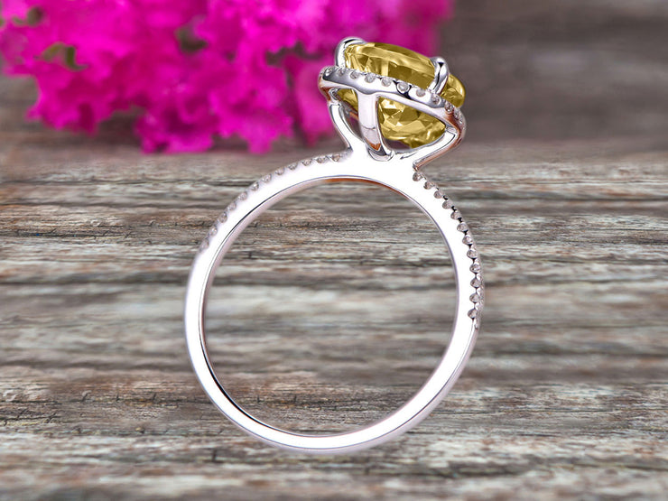 1.50 Carat Pear shaped Champagne Diamond Moissanite Engagement Ring 10k White Gold Halo setting