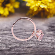 1.25 Carat Emerald Cut Natural Morganite Engagement Ring Custom Ring 10K Morganite Rose gold Ring