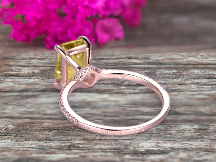 1.25 Carat Emerald Cut Champagne Diamond Moissanite Engagement Ring Custom Ring 10K Champagne Diamond Moissanite Rose gold Ring
