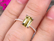 1.25 Carat Emerald Cut Champagne Diamond Moissanite Engagement Ring Custom Ring 10K Champagne Diamond Moissanite Rose gold Ring