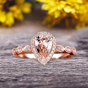 1.50 Carat Pear Shape Morganite Engagement Ring Promise Ring