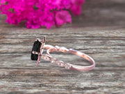 10k Rose Gold Black Diamond Moissanite Halo Engagement Ring With Cushion Cut 1.50 Carat Milgrain Art Deco