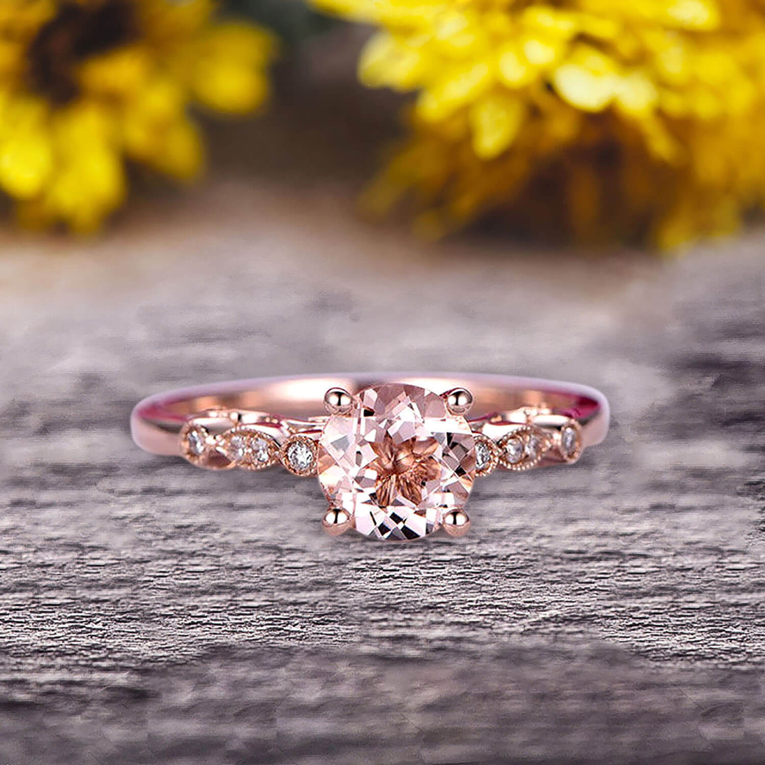 1.50 Carat Emerald Cut Pink Morganite Engagement Ring 10k Rose Gold Pr –  agemz