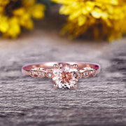 1.25 Carat Round Cut Brilliant Pink Morganite Engagement Ring On 10k Rose Gold Stunning Milgrain