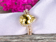 2Pcs Milgrain Pear Shape 1.75 Carat Wedding Ring Set Champagne Diamond Moissanite Engagement Ring Diamond Matching Band 10k Yellow Gold Anniversary Gift
