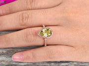 1.50 Carat Pear Shape Champagne Diamond Moissanite Engagement Ring Art Deco Wedding Ring 10k Rose gold Milgrain Anniversary Ring Halo Design