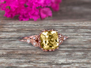 Milgrain Edge Cushion Cut 1.50 Carat Champagne Diamond Moissanite Engagement Ring On 10k Rose Gold Anniversary Ring Promise Ring Art deco Surprisingly Ring Gift for her
