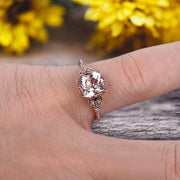 Milgrain Edge Cushion Cut 1.50 Carat Morganite Engagement Ring On 10k Rose Gold Anniversary Ring Promise Ring Art deco Surprisingly Ring Gift for her