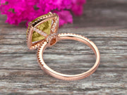 Surprisingly Champagne Diamond Moissanite Engagement Ring 1.75 Carat Cushion Cut Halo Design 10k Rose Gold Anniversary Ring