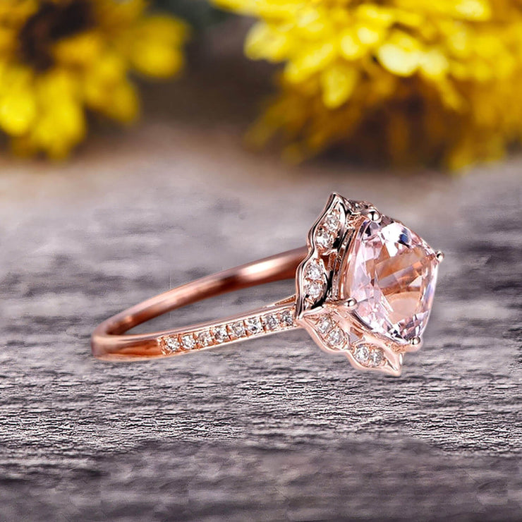 Morganite cushion online ring