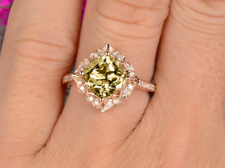 Surprisingly Cushion Cut 1.50 Carat Champagne Diamond Moissanite Engagement Ring On 10k Rose Gold Unique Look Glaring Staggering Ring
