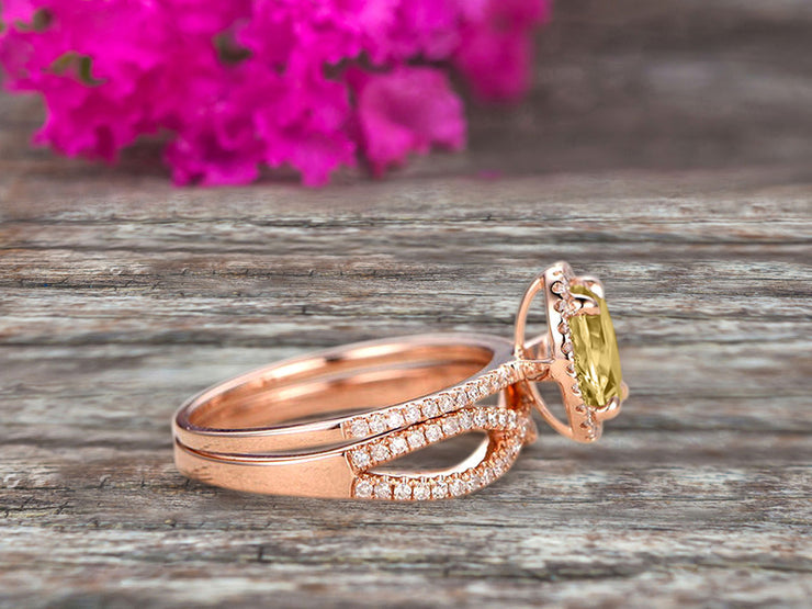 1.75 Carat Oval Cut Champagne Diamond Moissanite Engagement Ring Set On 10k Rose Gold Promise Ring Custom Made Glaring Jewelry Art Deco