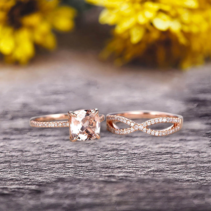 3 ctw Cushion Cut Halo Engagement Ring - 10k Solid Rose Gold