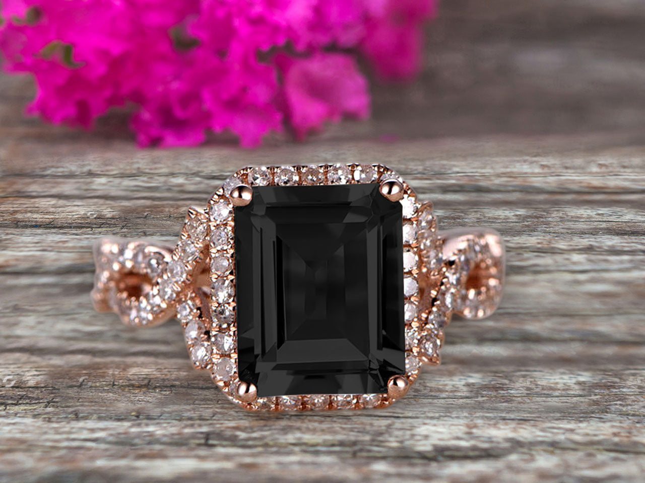 Emerald cut black diamond store