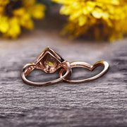 3 Carat Pear Shape Natural Pink Morganite Ring Set On 10k Rose Gold Halo Bridal Ring Promise Ring Twisted Across Design Halo Milgrain Art Deco