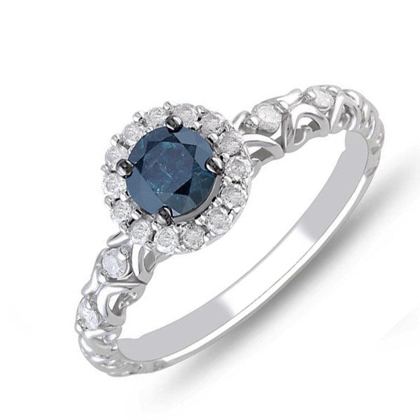 Precious Sapphire and Moissanite Diamond Cheap Engagement Ring 0.75 Carat Moissanite Diamond on Gold