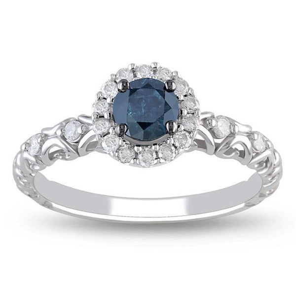 Precious Sapphire and Moissanite Diamond Cheap Engagement Ring 0.75 Carat Moissanite Diamond on Gold