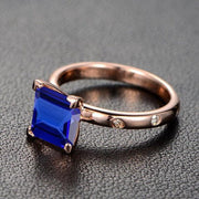 1.10 Carat Blue Sapphire and Moissanite Diamond Engagement Ring in 10k Rose Gold for Women on Sale