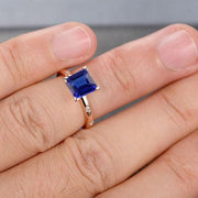 1.10 Carat Blue Sapphire and Moissanite Diamond Engagement Ring in 10k Rose Gold for Women on Sale