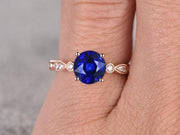 1.25 Carat Blue Sapphire and Moissanite Diamond Engagement Ring in 10k Rose Gold