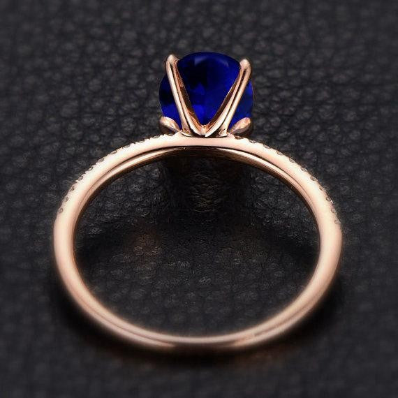 1.25 Carat Blue Sapphire Engagement Ring in 10k Rose Gold for Women on Sale