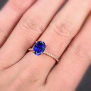 1.25 Carat Blue Sapphire Engagement Ring in 10k Rose Gold for Women on Sale