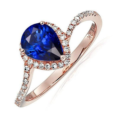 1.25 Carat Blue SapphireEngagement Ring in 10k Rose Gold for her
