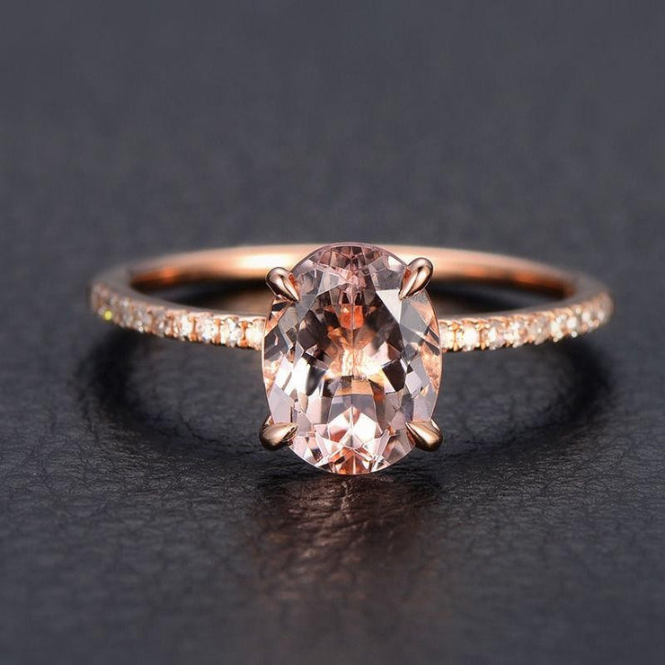 Limited Time Sale 1.25 carat Morganite and Diamond Engagement Ring in 10k Rose Gold for Women