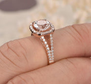 Sale 1.25 carat Halo Morgnaite Engagement Ring with Diamonds for Women