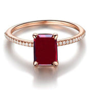 1.25 Carat Red Ruby and Moissanite Diamond Engagement Ring in 10k Rose Gold for Women on Sale