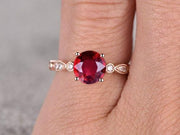 1.25 ct Red Ruby and Moissanite Diamond Engagement Ring in 10k Rose Gold for her