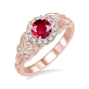Handmade 1.25 Carat Red Ruby and Moissanite Diamond Engagement Ring in 10k Rose Gold for Women