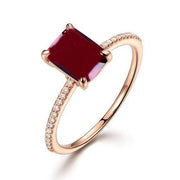 1.25 Carat Red Ruby and Moissanite Diamond Engagement Ring in 10k Rose Gold for Women on Sale