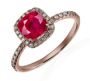 1.25 Carat Ruby and Moissanite Diamond Engagement Ring in 10k Rose Gold for Women on Sale