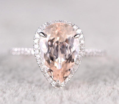 Sale 1.50 carat Morganite and Diamond Halo Engagement Ring for Women