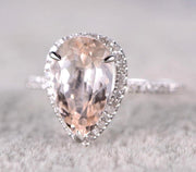 Sale 1.50 carat Morganite and Diamond Halo Engagement Ring for Women
