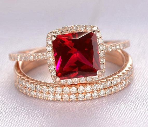 Woman Fashion Antique Art Jewelry Exquisite 18K Gold Natural Red Ruby Gem Diamond  Ring - Walmart.com