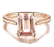 Limited Time Sale Antique 1.25 Carat Peach Pink Morganite (emerald cut Morganite) and Diamond Engagement Ring 