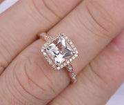 Vintage Design 1.25 carat Morganite Engagement Ring with Diamonds in 10k Rose Gold for Women