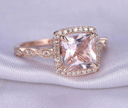 Vintage Design 1.25 carat Morganite Engagement Ring with Diamonds in 10k Rose Gold for Women