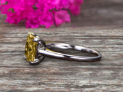 1.00 carat Classic Princess Cut Champagne Diamond Moissanite Diamond Solitaire Engagement Ring on 10k White Gold