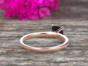 1.00 carat Classic Princess Cut Black Diamond Moissanite Diamond Solitaire Engagement Ring on 10k Rose Gold