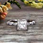 1.25 carat Classic Princess Cut Moissanite Diamond Engagement Ring on 10k White Gold Classic Vintage Art Deco