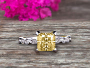 1.25 carat Classic Princess Cut Champagne Diamond Moissanite Diamond Engagement Ring on 10k White Gold 