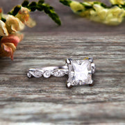 1.25 carat Classic Princess Cut Moissanite Diamond Engagement Ring on 10k White Gold 