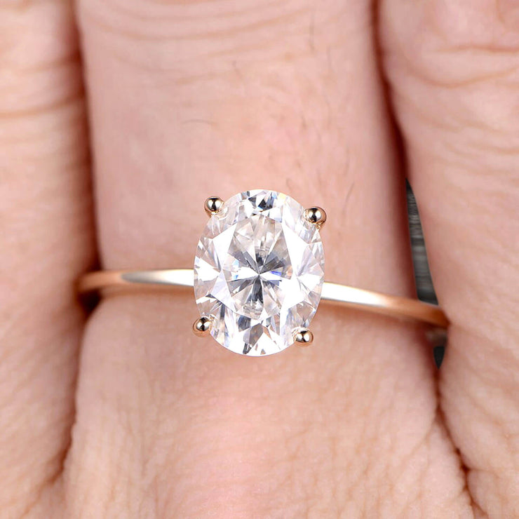 1.00 carat Classic Oval Moissanite Diamond Solitaire Engagement Ring on 10k Yellow Gold