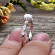 1.25 Carat Art Deco Style Round Moissanite  Diamond Ring on 10k White Gold Vintage Style